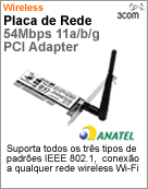 3CRDAG675B - Adaptador de rede PCI Wireless 11g 3Com 11a/b/g Wireless PCI Adapter (Substitui a 3CRDAG675) [DESCONTINUADO!]
