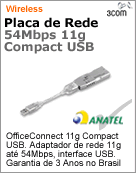 3CRUSB10075 - Adaptador de rede USB Wireless 11g 3Com OfficeConnect Wireless 54 11g Compact USB Adapter [DESCONTINUADO!]