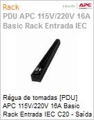 Rgua de tomadas [PDU] para Rack APC 115V/220V 16A Basic Rack Entrada IEC C20 - Sada NBR14136 (Figura somente ilustrativa, no representa o produto real)