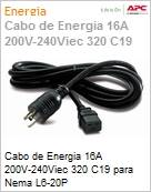 Cabo de Energia 16A 200V-240Viec 320 C19 para Nema L6-20P (Figura somente ilustrativa, no representa o produto real)