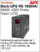 BR1500LCD - No-Break APC Back-UPS BR1500LCD 1500VA 120V RS Preto com visor LCD
