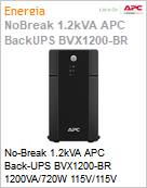 No-Break 1.2kVA APC Back-UPS BVX1200-BR 1200VA/720W 115V/115V NBR14136 [x6] Torre Garantia 2 Anos by Schneider Electric  (Figura somente ilustrativa, no representa o produto real)