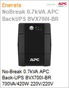 No-Break 0.7kVA APC Back-UPS BVX700I-BR 700VA/420W 220V/220V NBR14136 [x4] Torre Garantia 2 Anos by Schneider Electric (Figura somente ilustrativa, no representa o produto real)