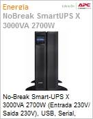 No-Break APC Smart-UPS SMX3000HV-BR X 3000VA 2700W (Entrada 230V/ Saida 230V), USB, Serial, Expansivel, com 9 tomadas NBR 14136 by Schneider Electric (Figura somente ilustrativa, no representa o produto real)