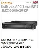 No-Break APC Smart-UPS SMX3000HV2U-BR 3000VA/2700W E/S 230V Rack 2U Expansvel Display LCD Interativo Green Mode Hot-Swap SmartSlot tomadas Gerenciveis (Substitui SUA3000RMXLI3U) (Figura somente ilustrativa, no representa o produto real)