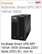 No-Break APC Smart-UPS SRT10KXLI 10000VA 10KW (Entrada/Sada 230V) 6U com 6x IEC320 C13, 4x IEC320 C19 e hardwire three-wire (1 PH + N + G) Expansvel by Schneider Electric (Figura somente ilustrativa, no representa o produto real)