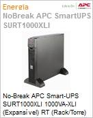 No-Break APC Smart-UPS SURT1000XLI 1000VA-XLI (Expansvel) RT (Rack/Torre) 230V 2U by Schneider Electric  (Figura somente ilustrativa, no representa o produto real)