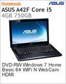 A42F-VX498R - Notebook ASUS A42F Intel Core i5-460M (2.53GHz) 4GB 750GB 14
