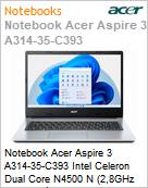 Notebook Acer Aspire 3 A314-35-C393 Intel Celeron Dual Core N4500 N (2,8GHz 4MB 2 Ncleos) 4GB 128GB SSD 14 Full HD Linux Wi-Fi 11ac (Figura somente ilustrativa, no representa o produto real)