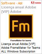 Licena anual Adobe [VIP] Adobe FrameMaker for Teams ALL Windows Subscription New Multi Latin American Languages 12 Months 1 User Level 2 10 - 49 (Figura somente ilustrativa, no representa o produto real)