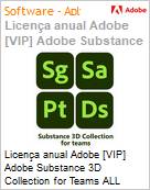 Licena anual Adobe [VIP] Adobe Substance 3D Collection for Teams ALL Multiple Platforms Subscription New Multi Latin American Languages 100 Assets per Month 1 User Level 4 100+ (Figura somente ilustrativa, no representa o produto real)