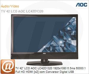 LC42D1320 - TV 42" LCD AOC LC42D1320 1920x1080 6.5ms 60000:1 Full HD HDMI [x2] com Conversor Digital USB