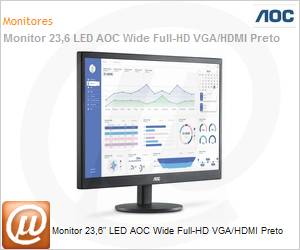 M2470SWH2S - Monitor 23,6" LED AOC Wide Full HD VGA/HDMI Preto
