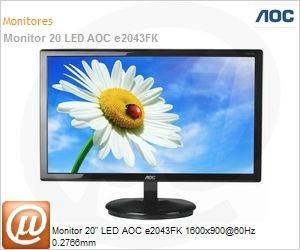 e2043FK - Monitor 20" LED AOC e2043FK 1600x900@60Hz 0.2766mm