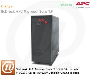 9320400101 - No-Break APC Microsol Solis 3.0 3000VA Entrada 110/220V Sada 110/220V Senoidal OnLine Isolado