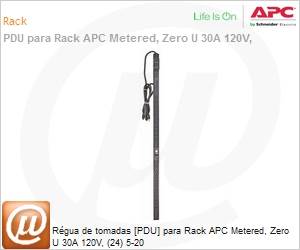 AP7832 - Rgua de tomadas [PDU] para Rack APC Metered, Zero U 30A 120V, (24) 5-20
