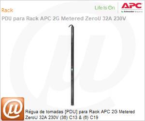AP8853 - Régua de tomadas [PDU] para Rack APC 2G Metered ZeroU 32A 230V (36) C13 & (6) C19 
