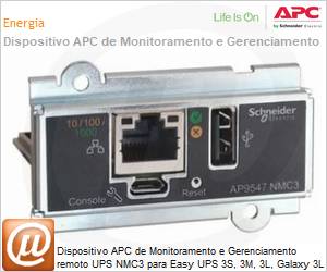 AP9547 - Dispositivo APC de Monitoramento e Gerenciamento remoto UPS NMC3 para Easy UPS 3S, 3M, 3L, Galaxy 3L & Galaxy PW 
