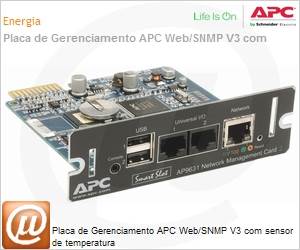 AP9631 - Placa de Gerenciamento APC Web/SNMP V3 com sensor de temperatura