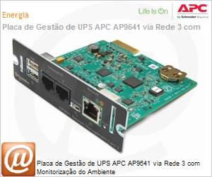 AP9641 - Placa de gerenciamento via rede para No-Break APC AP9641 SmartSlot SNMP com Monitorizao do Ambiente 
