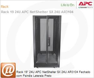 AR3104 - Rack 19" 24U APC NetShelter SX 24U AR3104 Fechado com Painis Laterais Preto