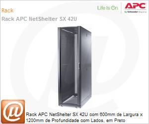 AR3300 - Rack 19" 42U APC NetShelter SX 42U AR3300 com 600mm de Largura x 1200mm de Profundidade com Lados, em Preto