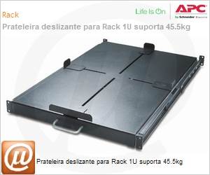 AR8128-BLK - Prateleira deslizante para Rack 1U suporta 45.5kg