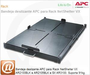 AR8128BLK - Bandeja deslizante APC para Rack NetShelter VX AR2100BLK e AR2105BLK e SX AR3100. Suporta 91kg. Preto