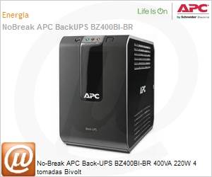 BZ400BI-BR - No-Break APC Back-UPS BZ400BI-BR 400VA 220W 4 tomadas Bivolt by Schneider Electric