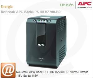 BZ700-BR - No-Break APC Back-UPS BR BZ700-BR 700VA Entrada 115V Sada 115V by Schneider Electric (Ser substitudo pelo BVX700BI-BR)