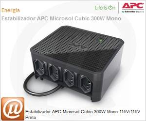 CUBIC300-BR - Estabilizador APC Microsol Cubic 300W Mono 115V/115V Preto