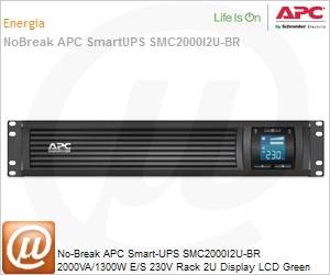 SMC2000I2U-BR - No-Break APC Smart-UPS SMC2000I2U-BR 2000VA/1300W E/S 230V Rack 2U Display LCD Green Mode e Hot-Swap (Substitui SUA2200RMI2U-BR) by Schneider Electric