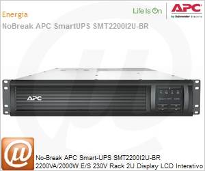 SMT2200I2U-BR - No-Break APC Smart-UPS SMT2200I2U-BR 2200VA/2000W E/S 230V Rack 2U Display LCD Interativo Green Mode Hot-Swap SmartSlot tomadas Gerenciveis (Substitui SUA2200RMI2U-BR)