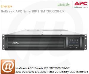 SMT3000I2U-BR - No-Break APC Smart-UPS SMT3000I2U-BR 3000VA/2700W E/S 230V Rack 2U Display LCD Interativo Green Mode Hot-Swap SmartSlot tomadas Gerenciveis (Substitui SUA3000RMI2U-BR)