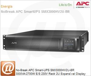 SMX3000HV2U-BR - No-Break APC Smart-UPS SMX3000HV2U-BR 3000VA/2700W E/S 230V Rack 2U Expansvel Display LCD Interativo Green Mode Hot-Swap SmartSlot tomadas Gerenciveis (Substitui SUA3000RMXLI3U)