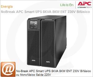 SRT8KXLT - No-Break APC Smart-UPS SRT8KXLT 8000VA 8000W Entrada/Sada de 208V a 240V Expansvel by Schneider Electric 