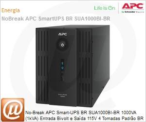 SUA1000BI-BR - No-Break APC Smart-UPS BR SUA1000BI-BR 1000VA (1kVA) Entrada Bivolt e Sada 115V 4 Tomadas Padro BR