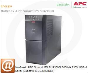 SUA3000I - No-Break APC Smart-UPS SUA3000I 3000VA 230V USB & Serial (Substitui o SU3000INET)