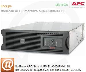 SUA3000RMXLI3U - No-Break APC Smart-UPS SUA3000RMXLI3U RM-3000VA-XLI (Expansvel) RM (RackMount) 3U 230V Preto (Substitui o SU3000RMXLI3U)