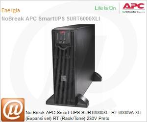 SURT6000XLI - No-Break APC Smart-UPS SURT6000XLI RT-6000VA-XLI (Expansvel) RT (Rack/Torre) 230V Preto