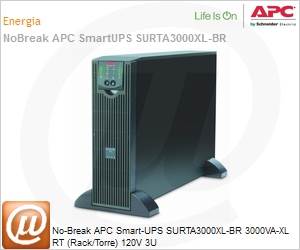 SURTA3000XL-BR - No-Break APC Smart-UPS SURTA3000XL-BR RT 3000VA/2100W 120V/120V Dupla Conversão Online Senoidal NBR14136 [x4] Gerenciável Expansível Torre/Rack 3U Garantia 2 Anos by SE