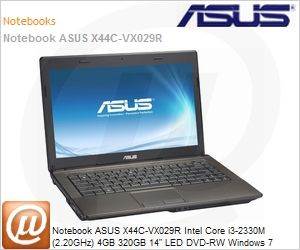 90N4UY41881112RE16IU - Notebook ASUS X44C-VX029R Intel Core i3-2330M (2.20GHz) 4GB 320GB 14" LED DVD-RW Windows 7 Home Basic 64 Wi-Fi N WebCam HDMI USB 3.0