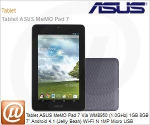ME172V-1B134A - Tablet ASUS MeMO Pad 7 Via WM8950 (1.0GHz) 1GB 8GB 7" Android 4.1 (Jelly Bean) Wi-Fi N 1MP Micro USB microSD Grafite Desbloqueado