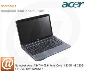 LX.PMJ02.024 - Notebook Acer AS4740-5894 Intel Core i3-330M 4G 320G 14" DVD-RW Window 7