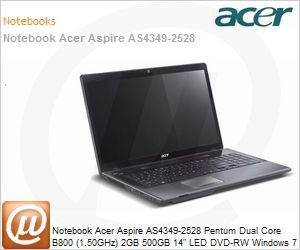 LX.RTE08.001 - Notebook Acer Aspire AS4349-2528 Pentum Dual Core B800 (1.50GHz) 2GB 500GB 14" LED DVD-RW Windows 7 Starter Wi-Fi N HDMI WebCam