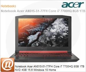 NH.Q33AL.002 - Notebook Acer AN515-51-77FH Core i7 7700HQ 8GB 1TB NVD 4GB 15,6 Windows 10 Home