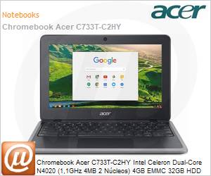 NX.HKPAL.002 - Chromebook Acer C733T-C2HY Intel Celeron Dual-Core N4020 (1,1GHz 4MB 2 Núcleos) 4GB eMMC 32GB HDD 11.6" HD Touch Chrome OS Wi-Fi 11ac MIMO 1 Ano Balcão
