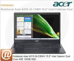 NX.HRNAL.005 - Notebook Acer Aspire 3 A315-34-C9WH Intel Celeron Dual Core N4020 (1,1GHz 4MB 2 Ncleos) 4GB 128GB SSD 15,6" HD Windows 11 Home 1 Ano Balco