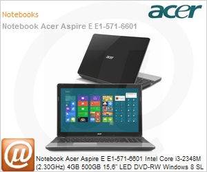 NX.M21AL.019 - Notebook Acer Aspire E E1-571-6601 Intel Core i3-2348M (2.30GHz) 4GB 500GB 15,6" LED DVD-RW Windows 8 SL 64 Wi-Fi N HDMI WebCam