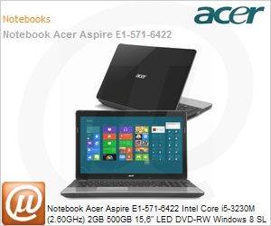 NX.M21AL.021 - Notebook Acer Aspire E1-571-6422 Intel Core i5-3230M (2.60GHz) 2GB 500GB 15,6" LED DVD-RW Windows 8 SL 64 Wi-Fi N WebCam HDMI